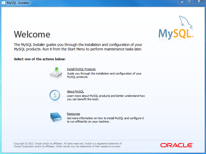 安装 MySQL 第 2 步 - 欢迎屏幕